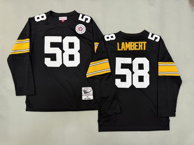 Men 2025 Pittsburgh Steelers #58 Lambert black Throwback Limited NFL Jersey style 001